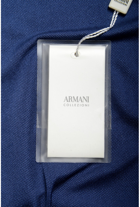 Armani Collezioni Men's Blue 100% Silk Polo Style V-Neck Sweater: Picture 6
