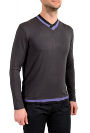 Armani Collezioni Men's Gray V-Neck Pullover Sweater: Picture 2