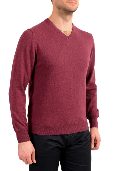 Pierre Balmain Men's Burgundy Wool Cashmere V-Neck Pullover Sweater: Picture 2