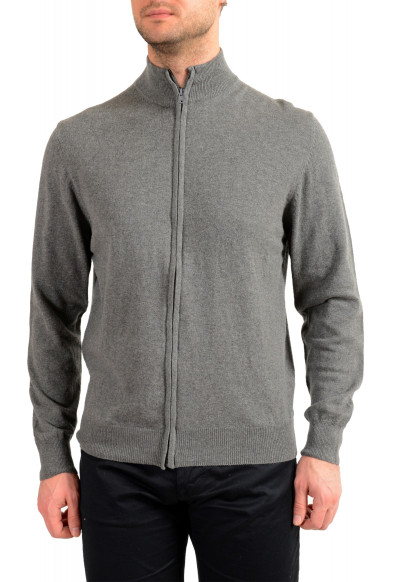 Pierre Balmain Men's Gray Wool Cashmere Full Zip Pullover Sweater