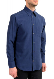 Armani Collezioni Men's Navy Blue Button Front Long Sleeve Shirt: Picture 2