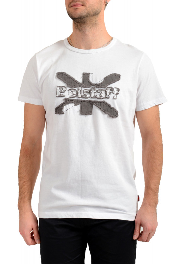 Belstaff Men's White Short Sleeve Logo Print Crewneck T-Shirt