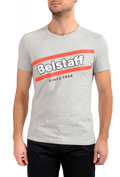 Belstaff Men's Gray Short Sleeve Logo Print Crewneck T-Shirt