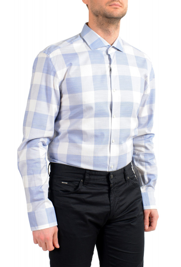 Hugo Boss Men's "Jason" Blue Slim Fit Plaid Long Sleeve Shirt: Picture 5