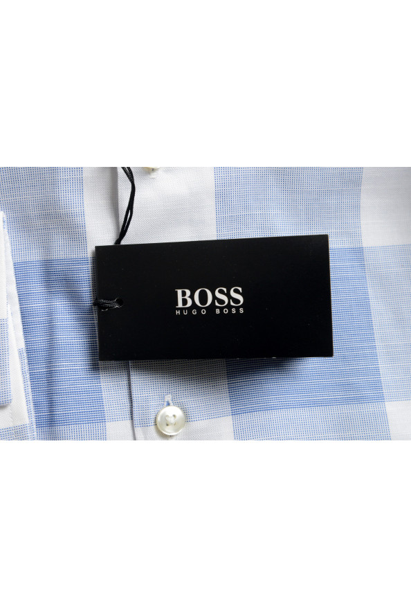 Hugo Boss Men's "Jason" Blue Slim Fit Plaid Long Sleeve Shirt: Picture 8