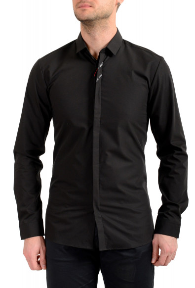 Hugo Boss Men's "Ed" Extra Slim Fit Black Long Sleeve Dress Shirt 