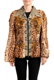Maison Margiela Women's Rabbit Fur Python Skin Full Zip Jacket 