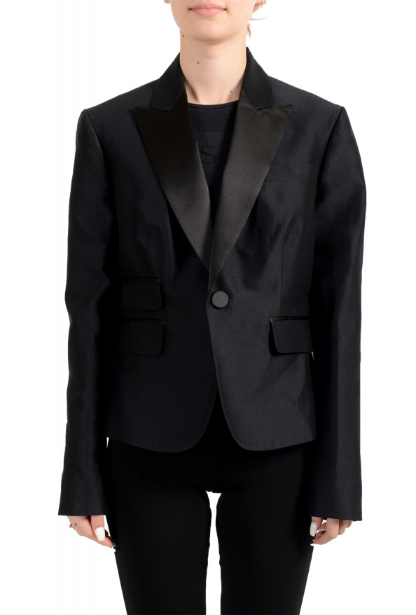 Dsquared2 Women's Black Wool Silk One Button Tuxedo Style Blazer