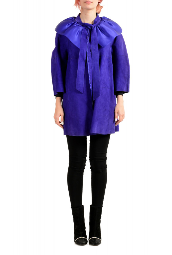 Dsquared2 Women's 100% Suede Leather Purple Button Down Coat