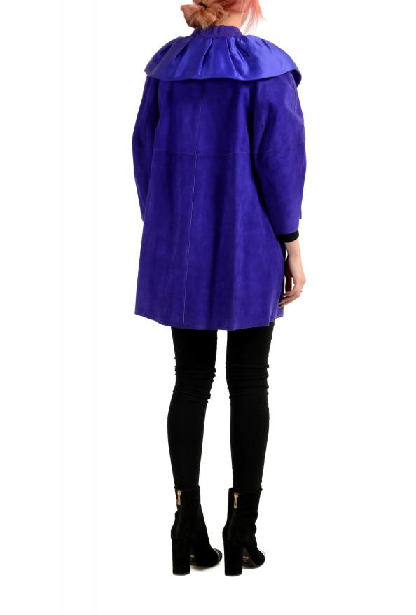 Dsquared2 Women's 100% Suede Leather Purple Button Down Coat: Picture 3