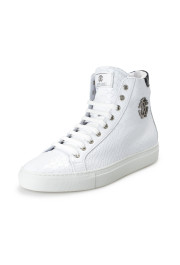 Roberto Cavalli Men's White Textured Leather High Top Fashion Sneakers Shoes
