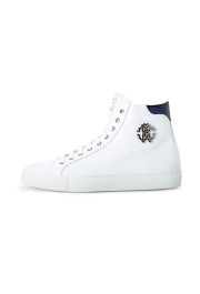 Roberto Cavalli Men's White Textured Leather High Top Fashion Sneakers Shoes: Picture 2