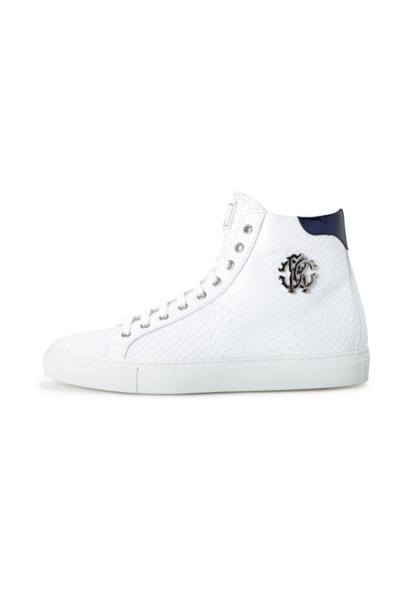 Roberto Cavalli Men's White Textured Leather High Top Fashion Sneakers Shoes: Picture 2