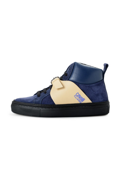 Cavalli Class Men's Blue Suede Leather High Top Fashion Sneakers Shoes: Picture 2