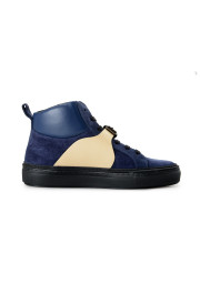 Cavalli Class Men's Blue Suede Leather High Top Fashion Sneakers Shoes: Picture 4