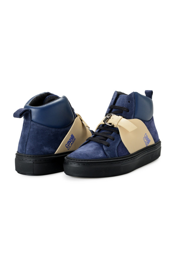 Cavalli Class Men's Blue Suede Leather High Top Fashion Sneakers Shoes: Picture 8