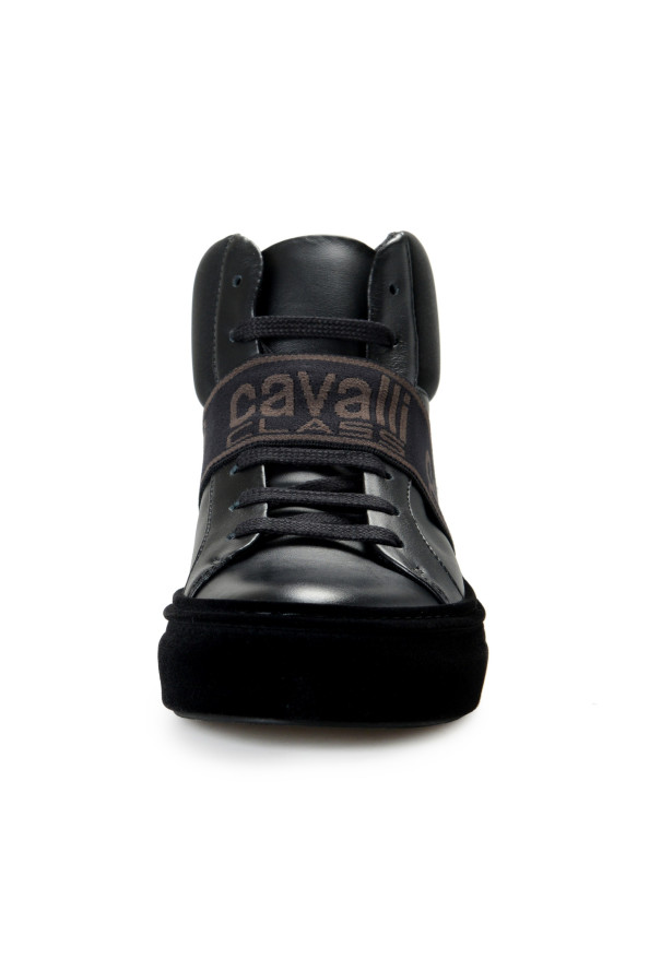 Cavalli Class Men's Black Logo Print Leather High Top Fashion Sneakers Shoes: Picture 5