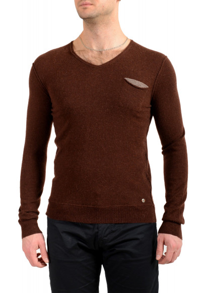 Hugo Boss Men's "Amiliano" Brown Wool Alpaca V-Neck Pullover Sweater