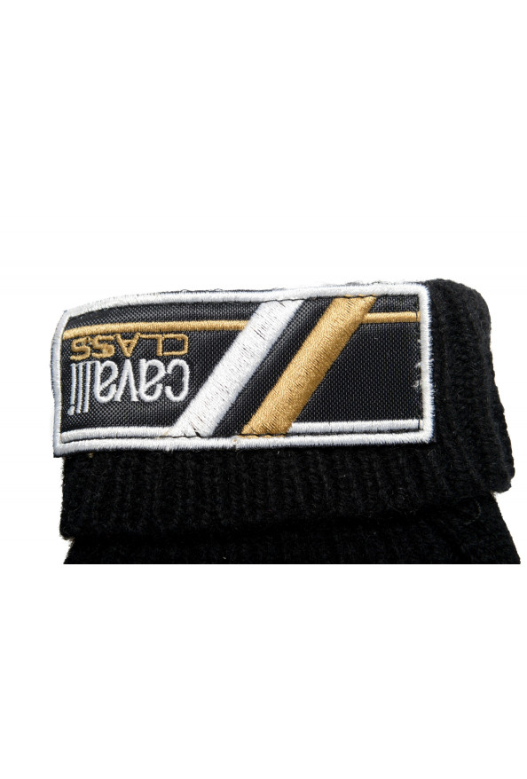 Cavalli Class Unisex 100% Wool Black Logo Print Knitted Gloves : Picture 2