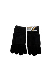 Cavalli Class Unisex 100% Wool Black Logo Print Knitted Gloves 