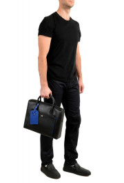 Cavalli Class Men's Black Textured Leather Briefcase Bag: Picture 4