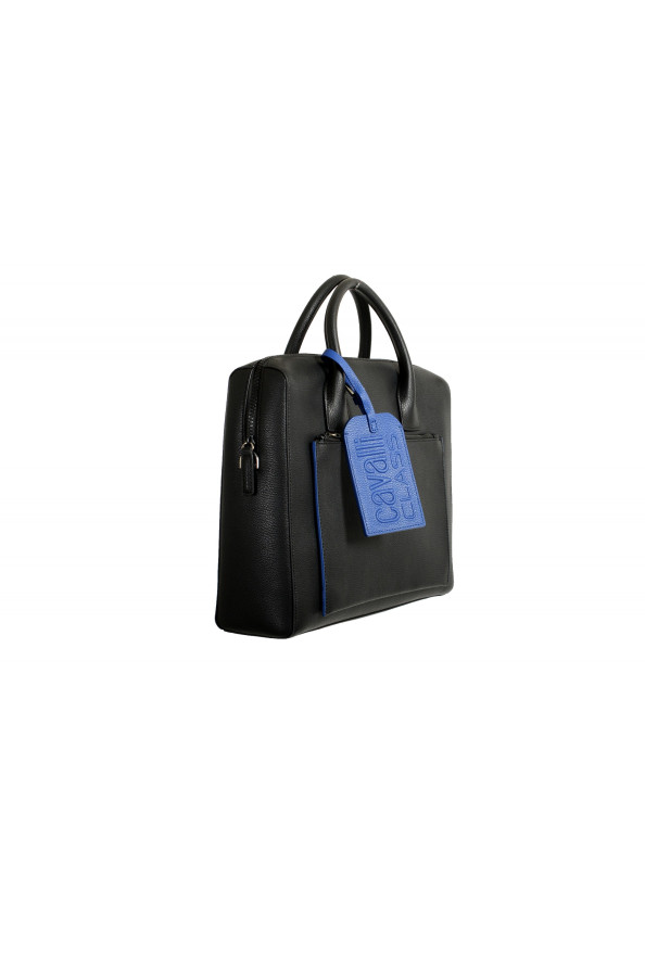 Cavalli Class Men's Black Textured Leather Briefcase Bag: Picture 7