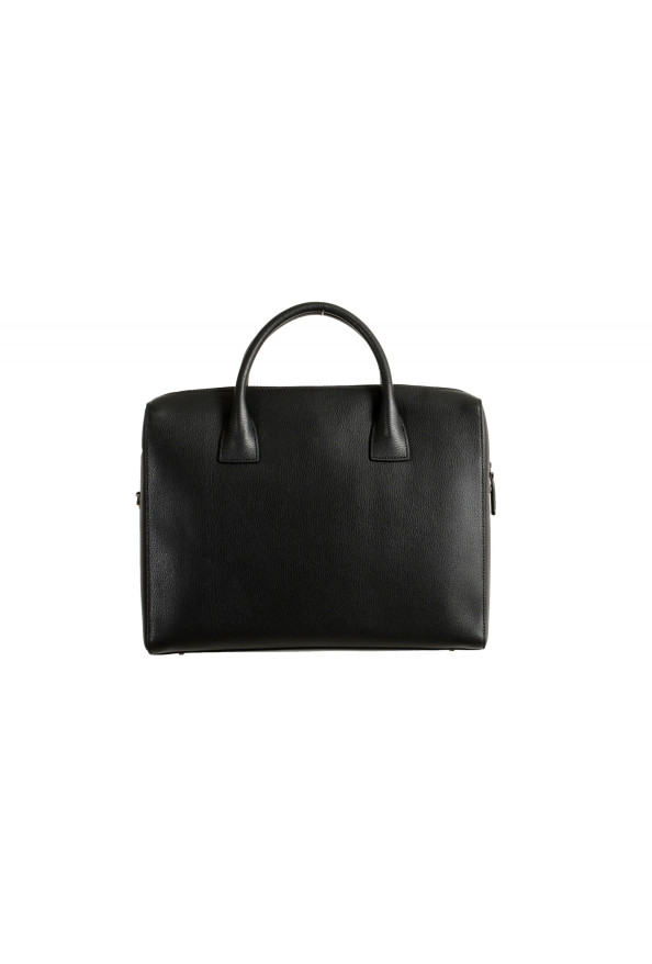 Cavalli Class Men's Black Textured Leather Briefcase Bag: Picture 8