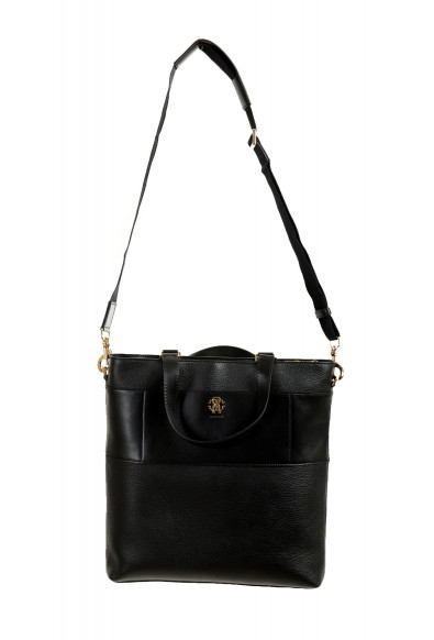 Roberto Cavalli Women's Black Textured Leather Tote Handbag Shoulder Bag
