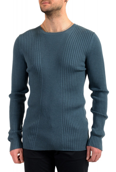 Hugo Boss Men's "Shelby" Blue 100% Wool Crewneck Pullover Sweater