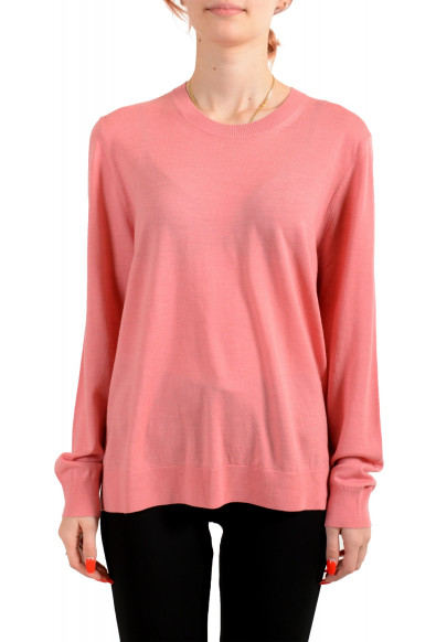 Burberry Women's Pink 100% Wool Crewneck Pullover Sweater