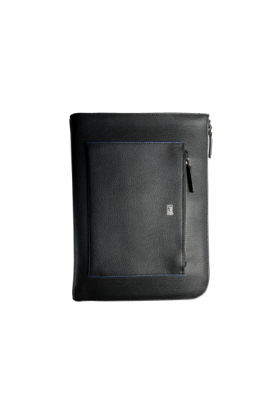 Cavalli Class Men's Black Textured Leather Document Portfolio Case Bag