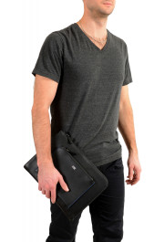 Cavalli Class Men's Black Textured Leather Document Portfolio Case Bag: Picture 6