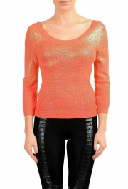 Just Cavalli Women's Orange 3/4 Sleeve Knitted Sweater 
