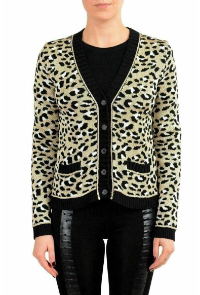 Just Cavalli Women's Multi-Color Leopard Print Cardigan Sweater 