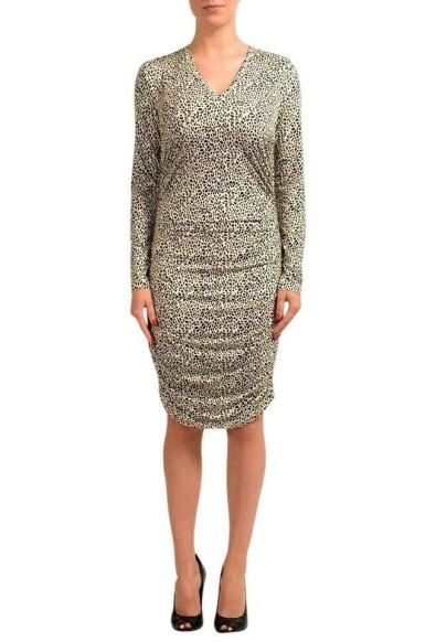 Just Cavalli Women's Leopard Print Long Sleeve Stretch Bodycon Dress 