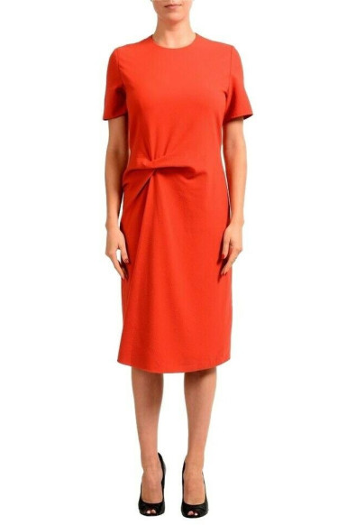Hugo Boss Women's "Harema" Orange Short Sleeve Sheath Dress