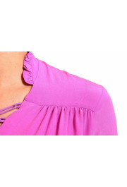 Just Cavalli Women's 100% Silk Purple Long Sleeve Sheath Dress: Picture 3