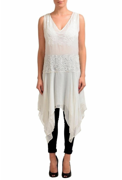 Just Cavalli Women's White Sleeveless Shift Tunic Dress 
