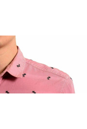 Just Cavalli Men's Pink Palm Embellished Button Front Casual Shirt : Picture 4