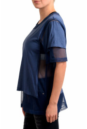 Maison Margiela "1" Women's Navy Net Trim Short Sleeve Blouse Top: Picture 3
