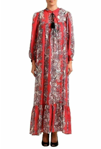 Just Cavalli Women's Multi-Color Patterned 3/4 Sleeve Maxi Dress