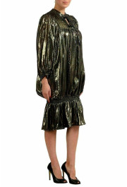 Just Cavalli Women's Silk Gold Long Sleeve Sheath Dress: Picture 2