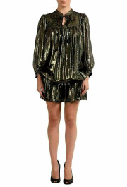 Just Cavalli Women's Silk Gold Long Sleeve Sheath Dress: Picture 4