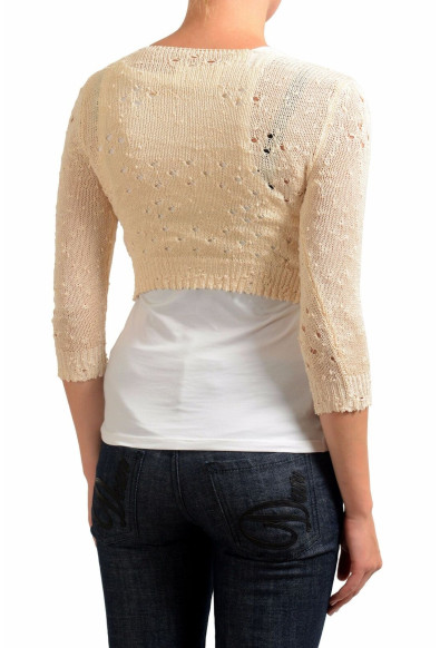 Maison Margiela 4 Women's 100% Silk Beige Distressed Cropped Sweater : Picture 2
