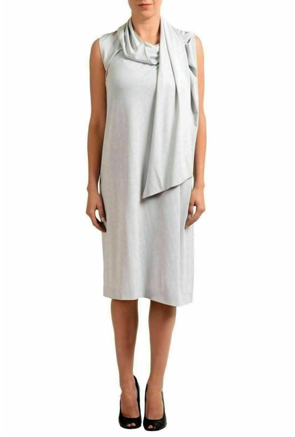 Maison Margiela 4 Women's Gray Sleeveless Scarf Attached Sheath Dress 