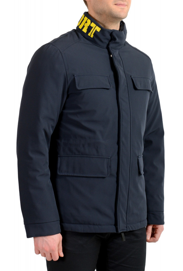 Plein Sport Men's Navy Blue Logo Print Zip Up Parka Jacket: Picture 2