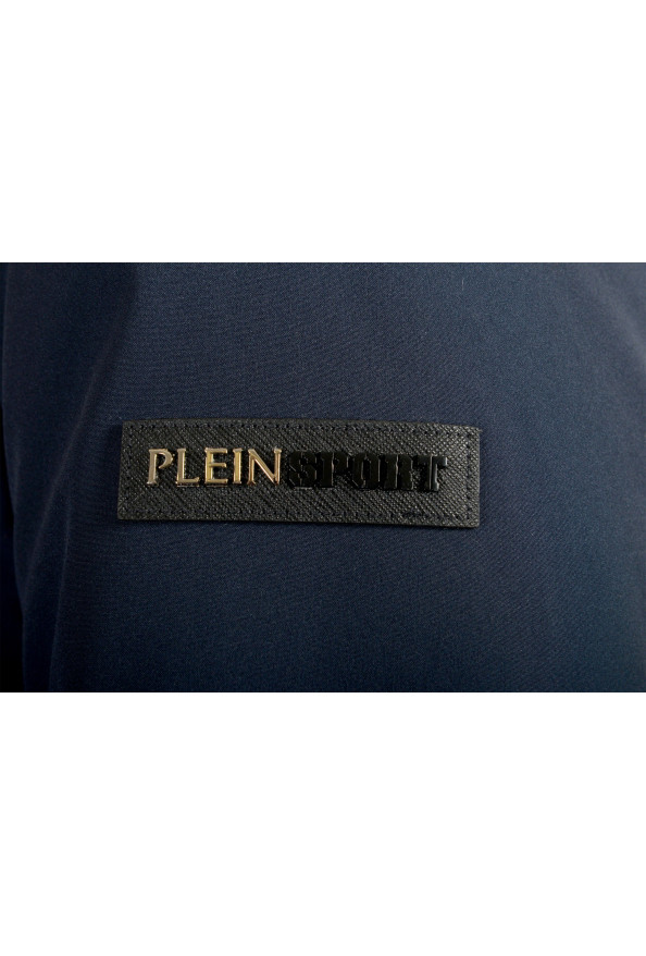 Plein Sport Men's Navy Blue Logo Print Zip Up Parka Jacket: Picture 4
