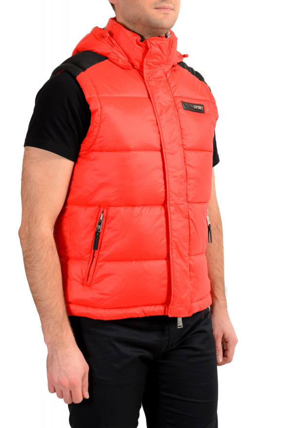 Plein Sport Men's Bright Red Hooded Logo Print Zip Up Sleeveless Jacket Vest: Picture 2