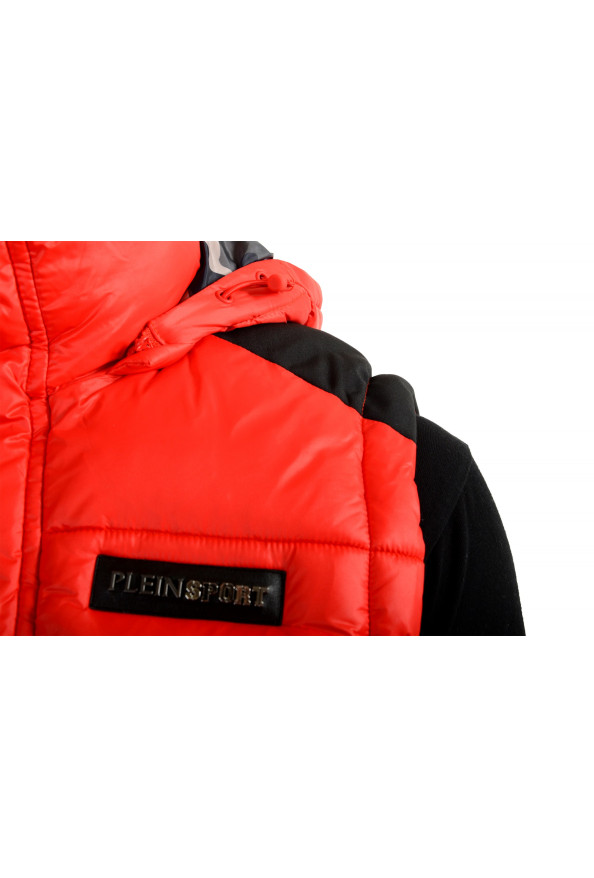 Plein Sport Men's Bright Red Hooded Logo Print Zip Up Sleeveless Jacket Vest: Picture 4