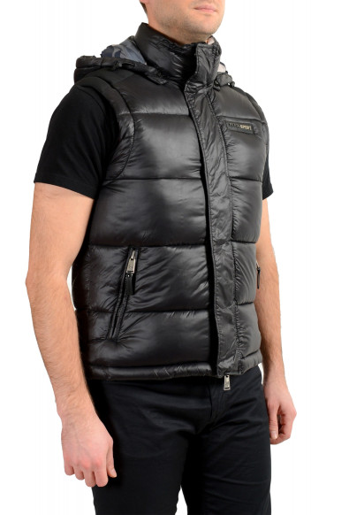 Plein Sport Men's Black Hooded Logo Print Zip Up Sleeveless Jacket Vest: Picture 2